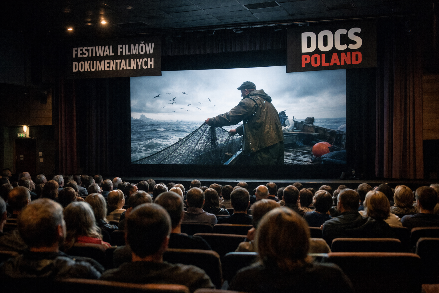 Ilustracja: festiwal dokumentalny — seans w kinie